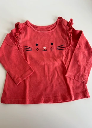 Tee shirt manches longues fuchsia rouge chat, marca: C&A, estado: Muy bueno, tamaño: 9-12 meses / 74 cm, 2,00 €, 2,80 € Protección al comprador incluida