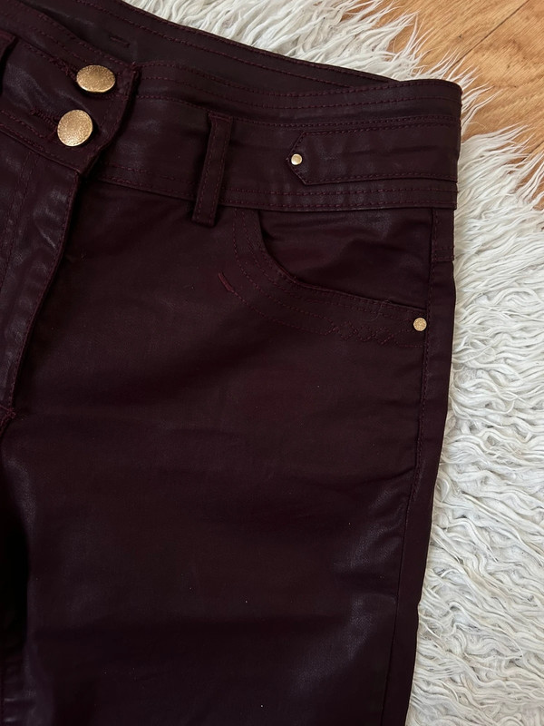 Pantalon droit Armand Thiery bordeaux effet simili cuir taille 38 2