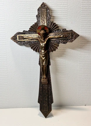Grand Crucifix ancien en laiton, marque: Religion, état: Très bon état, 50,00 €, 53,20 € Protection acheteurs incluse