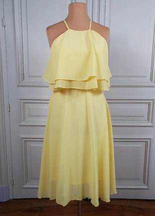 Robe Chic | Jaune Pastel Volants Fluide Estivale | Femme Taille L / 40, marque: Vintage Chic, état: Neuf sans étiquette, taille: L / 40 / 12, 40,00 €, 42,70 € Protection acheteurs incluse