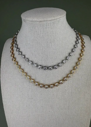 Collier ras de cous orné de diamant doré ou argenté acier inoxydable, condition: New without tags, €25.00, €26.95 includes Buyer Protection Pro