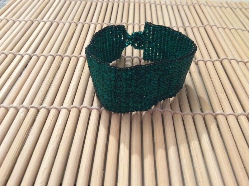 Bracelet perles vert ethnique  3