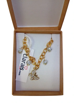 Bracciale Donna Dorato Con Pendente Farfalla - Regalo Natale Donna Nuovo Con Cartellino Bracciale, brand: Clarais, condizioni: Nuovo con cartellino, €2.90, €3.75 include la Protezione acquisti Pro
