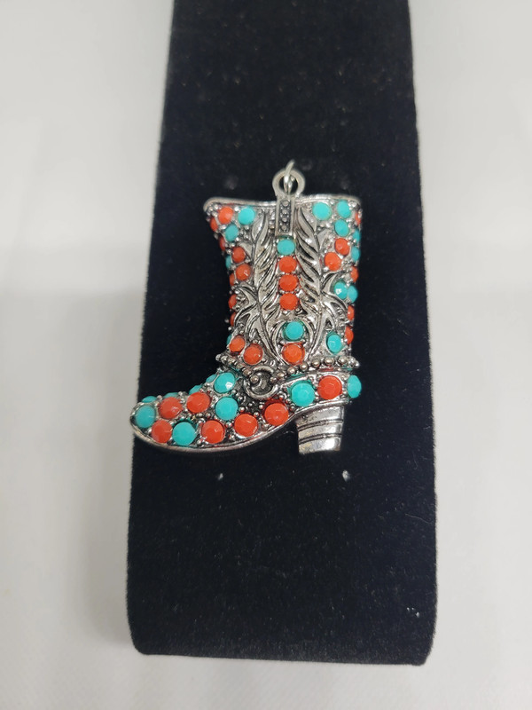 Colorful Cowgirl Boot Pendant 1