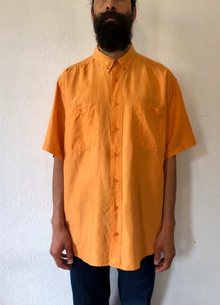 Emidio Tucci Vintage 80s orange silk shirt, marca: Vintage, estado: Muito bom, tamanho: XL, €40.00, €42.70 inclui Proteção do Comprador