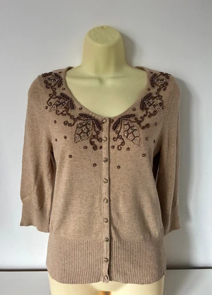 Vintage sigrid Olsen beige beaded 3/4 sleeve cardigan S, brand: Sigrid Olsen, condition: Very good, size: S / UK 8-10, £20.00, £21.70 includes Buyer Protection Pro