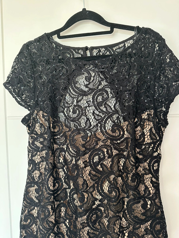 Black lace dress with nude under slip. Stretchy fabric | Vinted