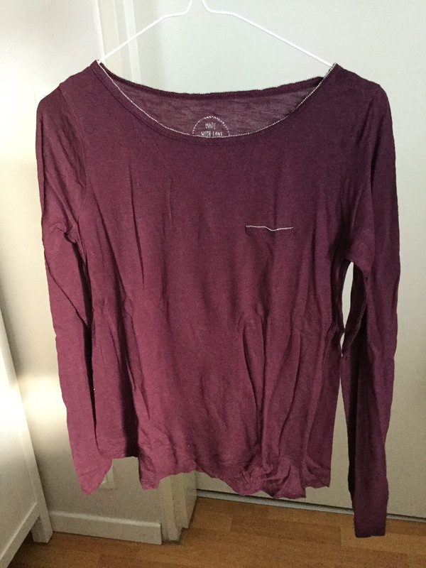 Tee-shirt bordeaux/violet Etam, manches longues, taille S 1