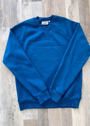 Pull sans capuche carhartt bleu logo borde à la manche, marke: Carhartt, zustand: Sehr gut, größe: S, 64,70 €, 68,64 € inklusive Vinted-Käuferschutz