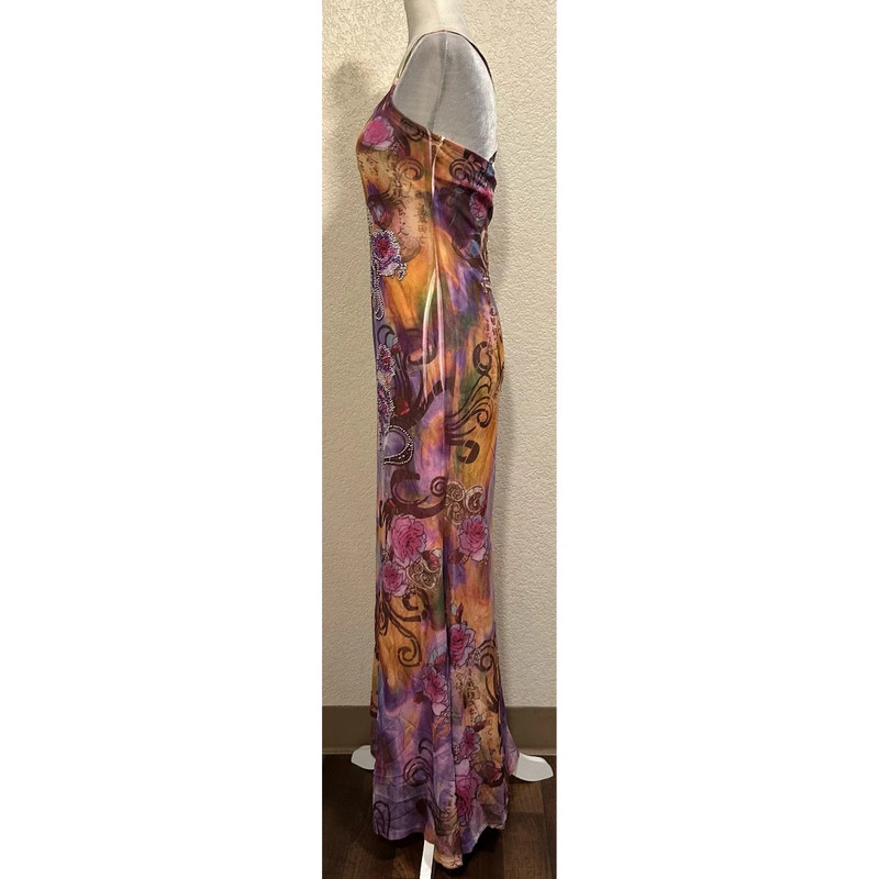 Vintage Y2K 2000s Multicolor Maxi Purple Boho Rhinestone Dress 5