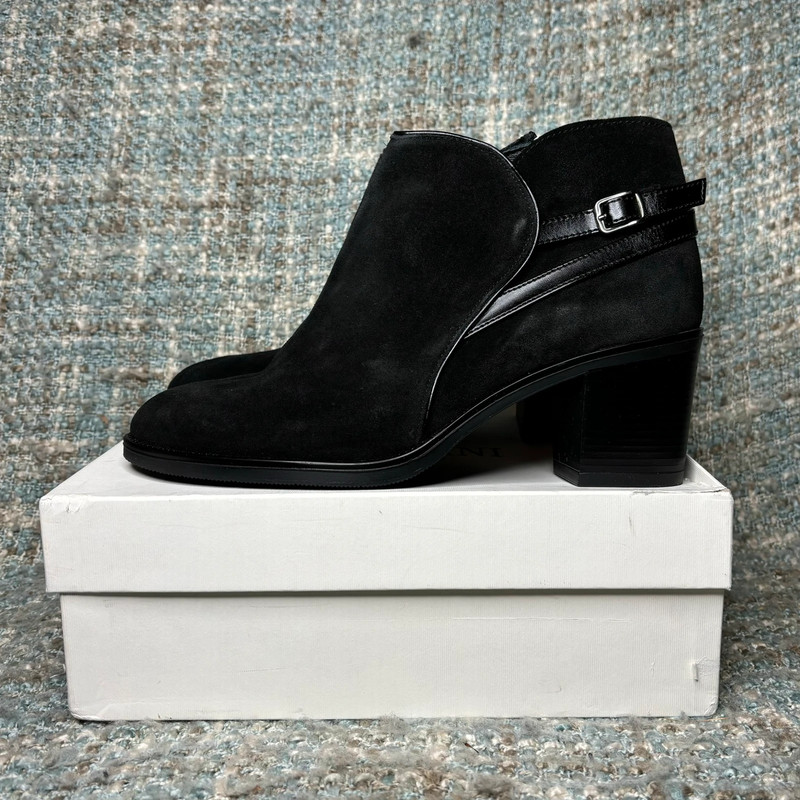 Cordani Beverly Heeled Ankle Booties in Black Suede 1