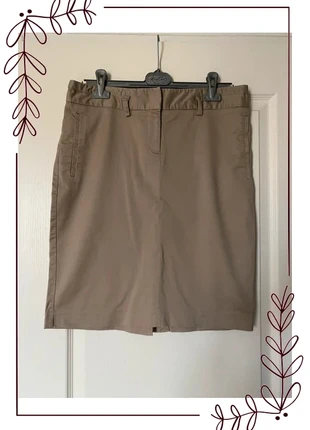 Jupe droite chic Zara Basic – Taille 40 – Coton stretch beige sable, marca: Zara Basic, estado: Muito bom, tamanho: L / 40 / 12, €9.00, €10.15 inclui Proteção do Comprador