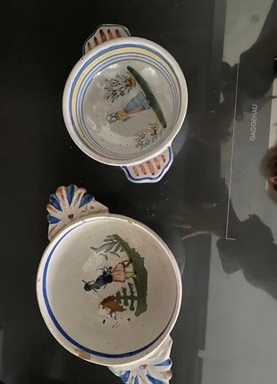 Lot de 2 bols anciens 19 e siècle signé en faïence Quimper, brand: Quimper, condizioni: Discrete, €13.00, €14.35 include la Protezione acquisti