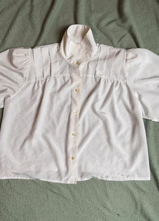 Chemise manches courtes blanche à pois, marque: Vintage, état: Satisfaisant, taille: L / 40 / 12, 8,00 €, 9,10 € Protection acheteurs incluse