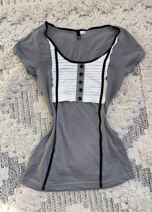 Graues acubi milkmaid coquette top, merk: COQUETTE, staat: Heel goed, maat: XS / 34 / 6, € 12,00, € 13,30 inclusief Kopersbescherming