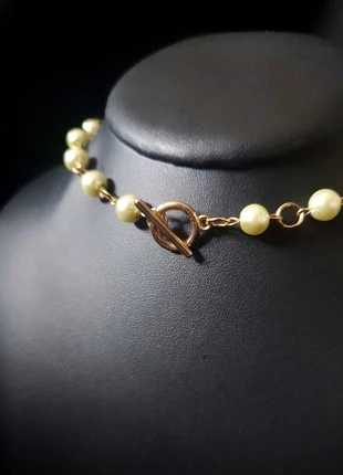 Collier de perles vertes upcyclées fermoir T, marque: Slaycycled, état: Neuf avec étiquette, 33,00 €, 35,35 € Protection acheteurs incluse