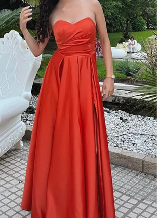 Vestido longo laranja tijolo – feito por costureira (Tamanho único), marca: UNICA, estado: Bom, tamanho: Tamanho único, €75.00, €79.45 inclui Proteção do Comprador