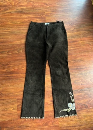 Y2K suede embroidered trousers, brand: Etam, condition: Good, size: M / 38 / 10, €16.00, €17.50 includes Buyer Protection
