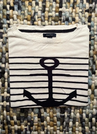 Pull Nautica / taille XXL / rayé noir et blanc / col large, marke: Nautica, zustand: Sehr gut, größe: XXL / 44 / 16, 6,00 €, 7,00 € inklusive Vinted-Käuferschutz