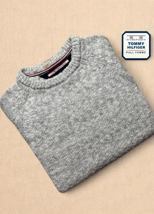 Pull Tommy Hilfiger® Authentique femme col rond gris chiné taille S bon état THF-1006, marca: Tommy Hilfiger, estado: Bom, tamanho: S, €12.00, €13.30 inclui Proteção do Comprador Pro