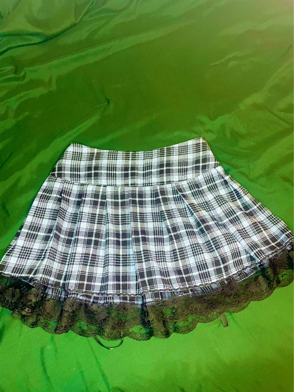 Baby Blue Plaid Lace Ribbon Tie Up Skirt 4
