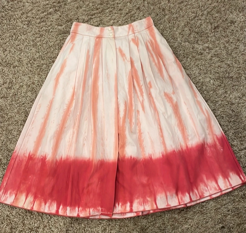 Anthropologie Tiny Pink Tie Dye Ansley Cotton Wrap MIDI Skirt Size Small 1