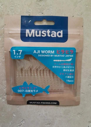 Mustad leurres souples Aji worm 4,3cm col 007 pailleté, marque: Mustad, état: Très bon état, 6,00 €, 7,00 € Protection acheteurs (Pro) incluse