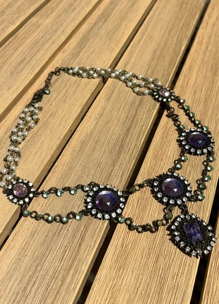 Colar Pérolas e Pendentes Pedra Roxa Brilhante estilo vintage, estado: Muito bom, €6.00, €7.00 inclui Proteção do Comprador