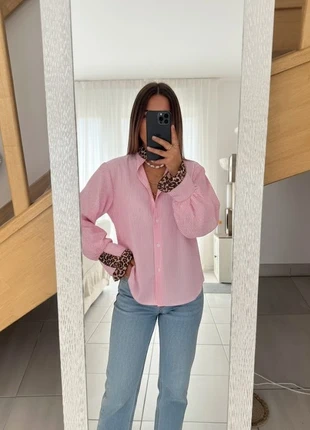 Chemise rose à détails léopard, marque: fenou, état: Très bon état, taille: M / 38 / 10, 37,00 €, 39,55 € Protection acheteurs (Pro) incluse