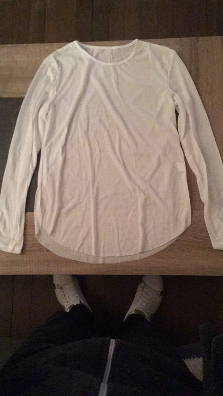 Maillot fin manches longues blanc M homme  1