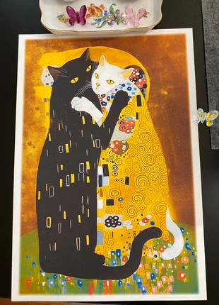 Klimt il bacio chat noir grande poster 33 × 48 affiche die kuss plakat quadro gatto nero, marque: Art, état: Neuf sans étiquette, 9,00 €, 10,15 € Protection acheteurs incluse