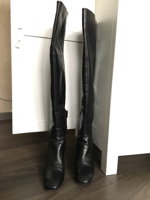 Cuissardes bottes Louis Vuitton noires en cuir de veau souple