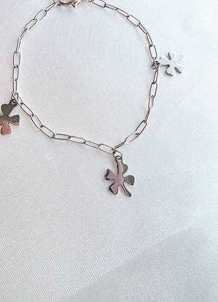 Bracelet femme avec trèfles acier inoxydable _ idée cadeau, marque: Silver, état: Très bon état, 7,50 €, 8,58 € Protection acheteurs incluse