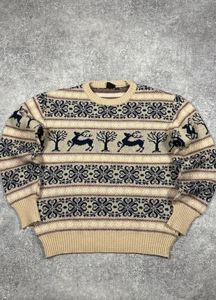 Pull hiver à motifs Écossais Cerf Beige Vintage Dressing - Taille M, brand: Vintage Dressing, condition: Very good, size: M, €30.00, €32.20 includes Buyer Protection Pro