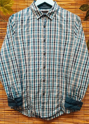 Calvin Klein Jeans Men's Long-Sleeved Blue Plaid Shirt, marca: Calvin Klein, estado: Muito bom, tamanho: S, €10.00, €11.20 inclui Proteção do Comprador