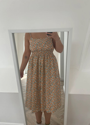 Orange floral flowy dress, brand: Shein, condition: Very good, size: L / 12, £7.00, £8.05 includes Buyer Protection