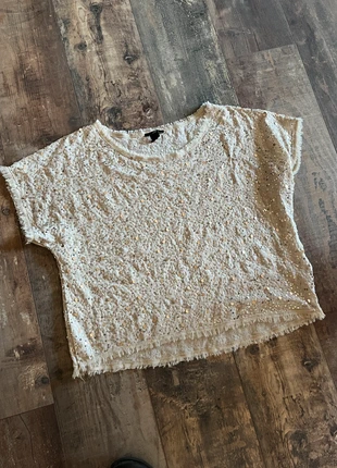 T-shirt sequin à frange, marque: H&M, état: Neuf sans étiquette, taille: S / 36 / 8, 5,00 €, 5,95 € Protection acheteurs incluse