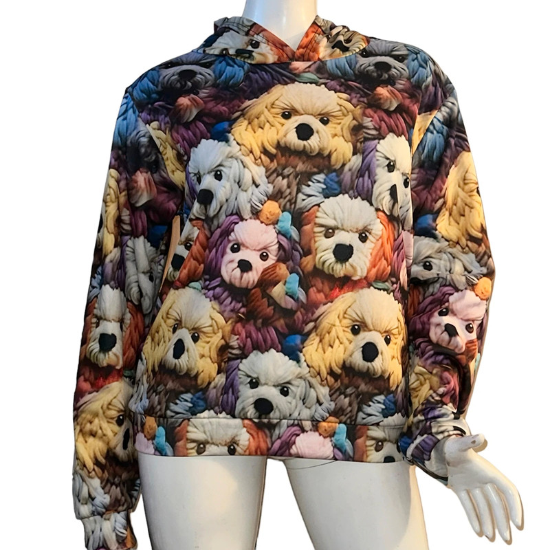 Colorful dog print hoodie XL 1