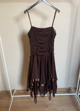 Robe à volant brune, marque: Vintage, état: Très bon état, taille: M / 38 / 10, 5,00 €, 5,95 € Protection acheteurs incluse
