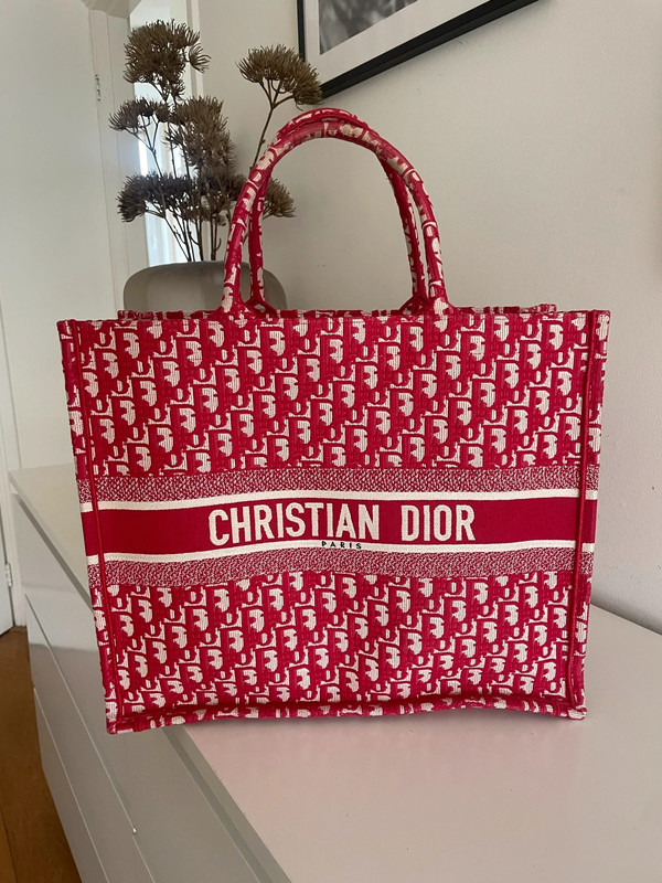 Christian dior red tote sale