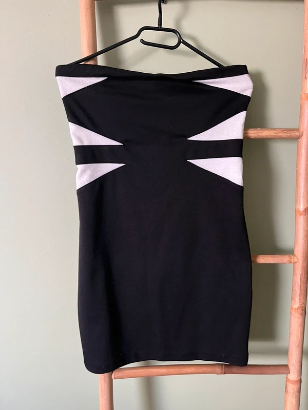 Robe bustier noire et blanche AMISU - Taille 38 - photo numéro 3