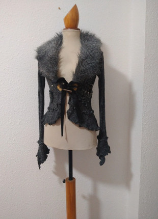 Chaqueta vintage gris con cuello de pelo, marque: Lissa, état: Très bon état, taille: M / 38 / 10, 12,00 €, 13,30 € Protection acheteurs incluse