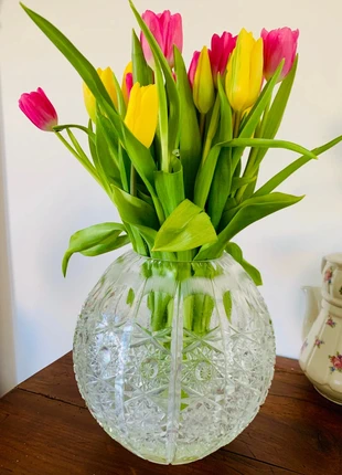 Grand vase boule ou globe en cristal taillé, brand: Cristal, condition: Good, €45.00, €47.95 includes Buyer Protection