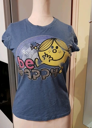 Tee-shirt manches courtes "Be Happy" bleu foncé, marca: Cache Cache, estado: Satisfactorio, tamaño: L / 40 / 12, 1,00 €, 1,75 € Protección al comprador incluida