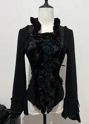 OzzOn gothic black velvet cross strap top vintage, brand: ozzon, condizioni: Ottime, taglia: XS / IT 38 / EU 34, €110.00, €116.20 include la Protezione acquisti