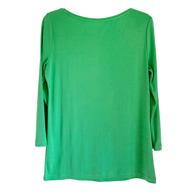 Talbots Solid Pima Bateau Neck Tee Cotton Small Women’s Green Soft Casual Basic Long Sleeve Top 3