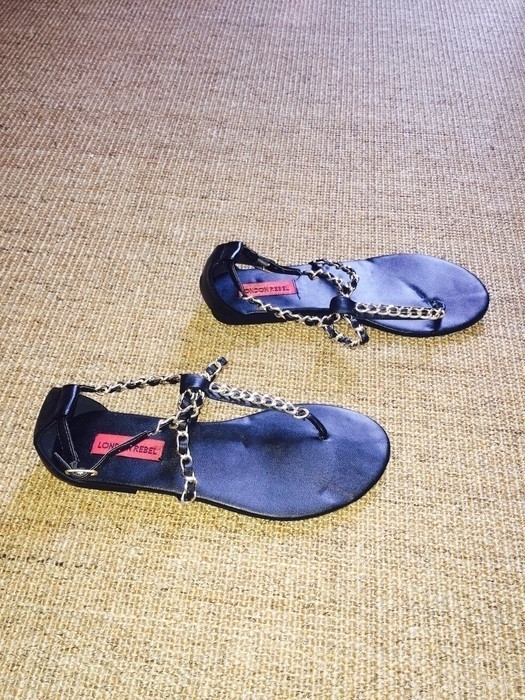 Sandales noires simili cuir 2