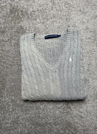 Pull torsadé Ralph Lauren Sport gris Col V - logo brodé Blanc - 100% coton - Taille XL Homme, marque: Ralph Lauren, état: Bon état, taille: XL, 15,00 €, 16,45 € Protection acheteurs (Pro) incluse