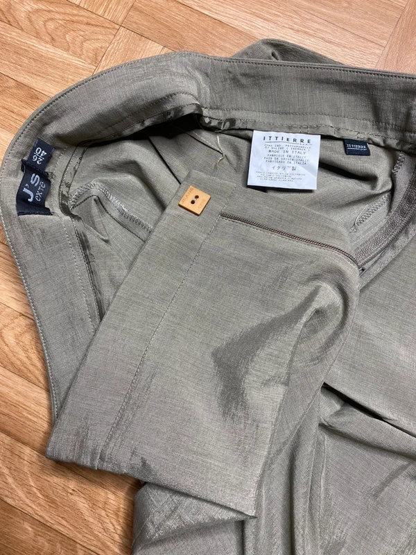Pantalon élégant ajusté vert kaki satiné vintage Extè (NEUF) - photo numéro 4