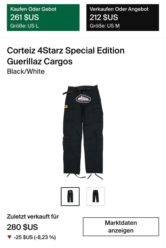 Corteiz 4Starz Special Edition Guerillaz Cargos Black/White de Hombres